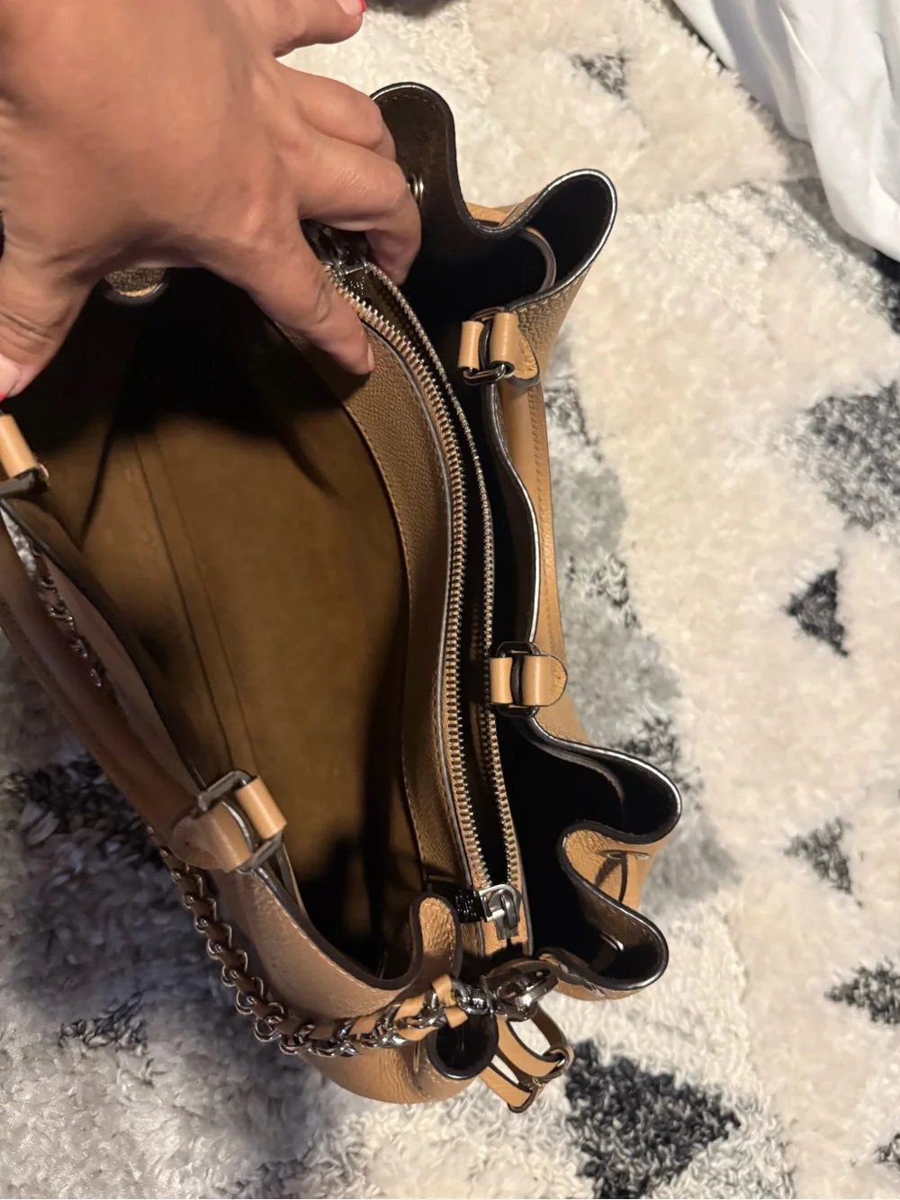 Louis Vuitton Tan Leather Bucket Tote with Silver Hardware